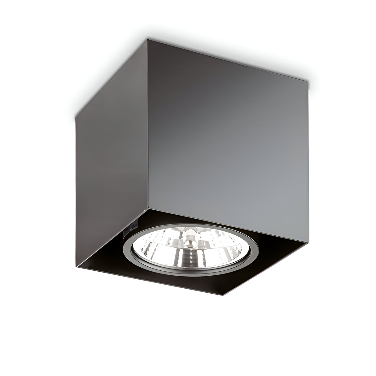 The Eclipsa Square Downlight - Black, 15cm is a sleek and modern lighting fixture, showcasing a square metallic frame with a refined black finish. At its core, a circular light exemplifies minimalist design with sharp edges and smooth elegance.