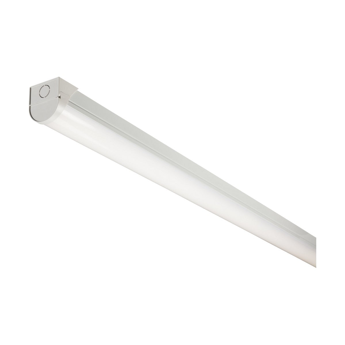Introducing the Single 6ft 42W LED Emergency Batten 4000K, a sophisticated and contemporary lighting solution. Its silver casing complements its ultra-high efficiency performance. The elongated, cylindrical shape is enhanced by a smooth, frosted cover to ensure even illumination. Designed for easy installation, this batten light provides efficient overhead lighting suitable for various indoor spaces.