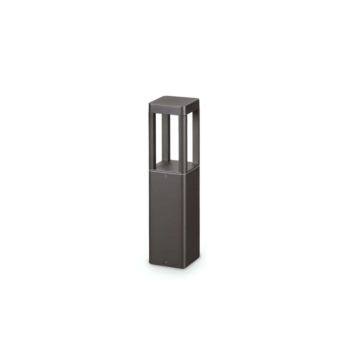 The Starlux Outdoor LED Bollard Light 8.5W 3000K, measuring 35cm, showcases a minimalist design with its square base and open frame top, finished in anthracite. Its weatherproof construction ensures long-lasting durability, making it an ideal choice for modern landscaping and pathways.