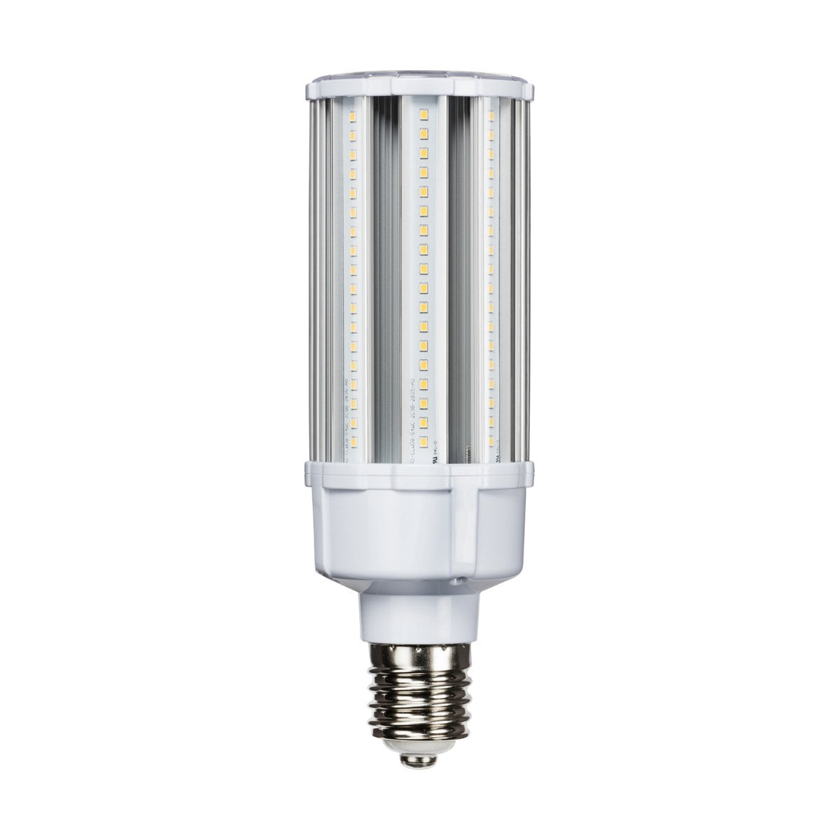 A 54W LED E40 Corn Lamp - 4000K is displayed upright against a plain white background. This energy-efficient bulb boasts multiple small LED lights arranged in vertical rows along its cylindrical surface, designed to provide exceptional brightness and functionality.