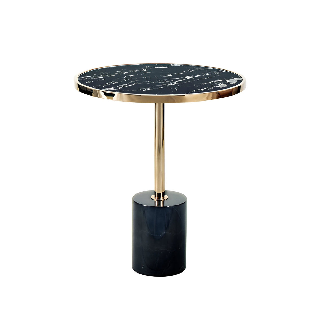 Dekala Stainless Steel & Marble Side Table - Black & Gold