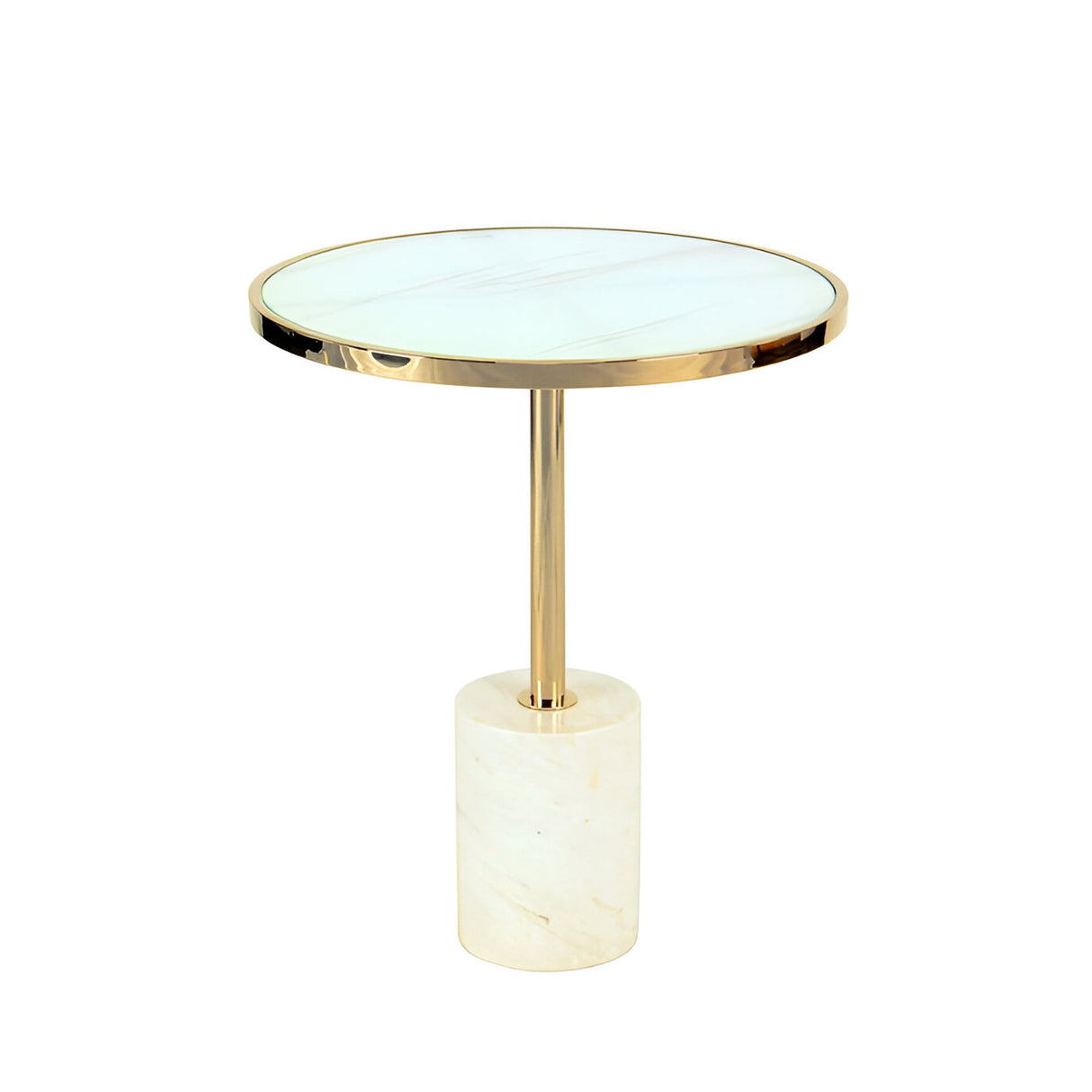 Dekala Stainless Steel & Marble Side Table - White & Gold