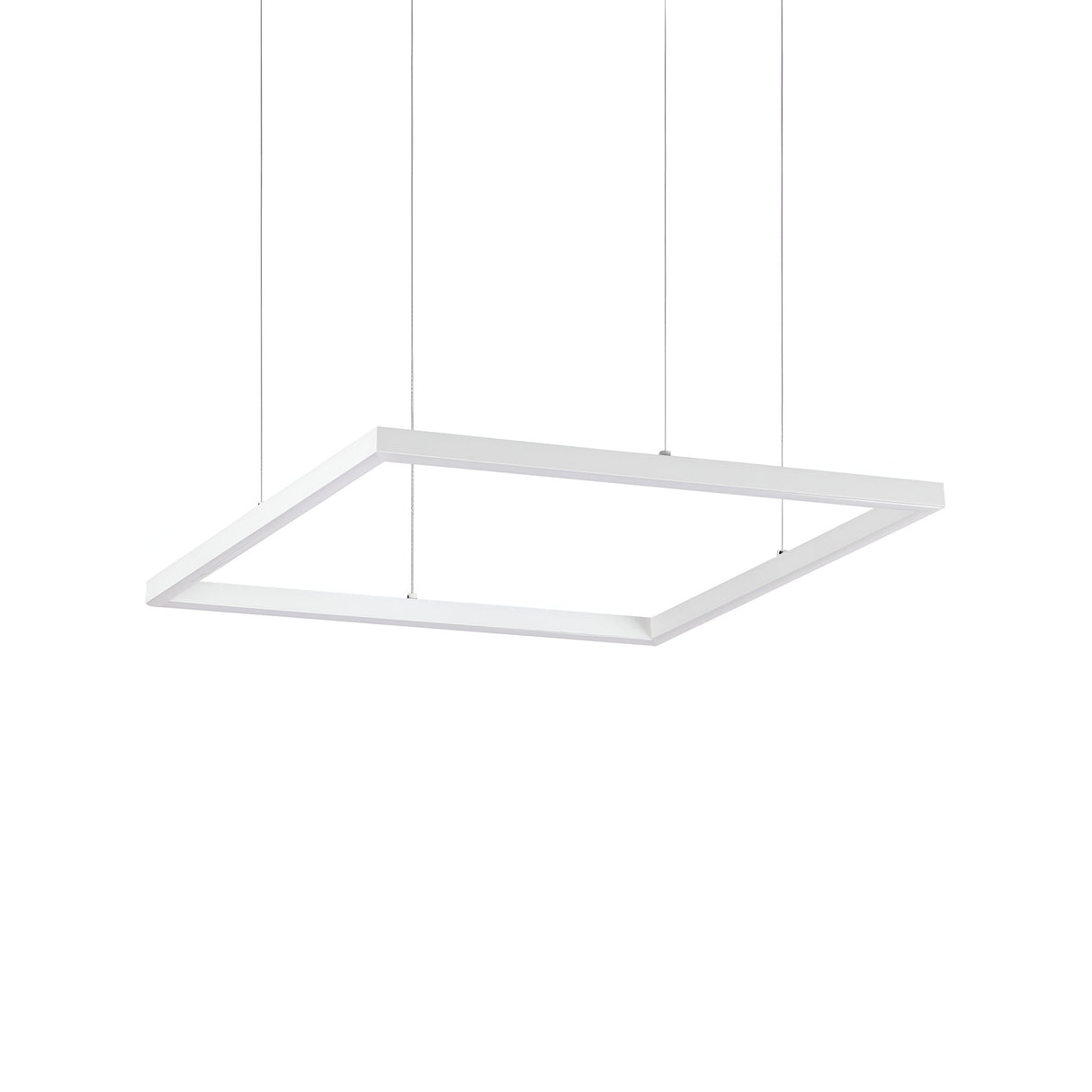 Presenting the Arcena Square LED Suspension Light—an ideal option for modern interiors. This stylish, minimalist fixture features a square design with a white frame and is elegantly suspended by four thin wires. Its energy-efficient lighting makes it a superb addition to any contemporary space.