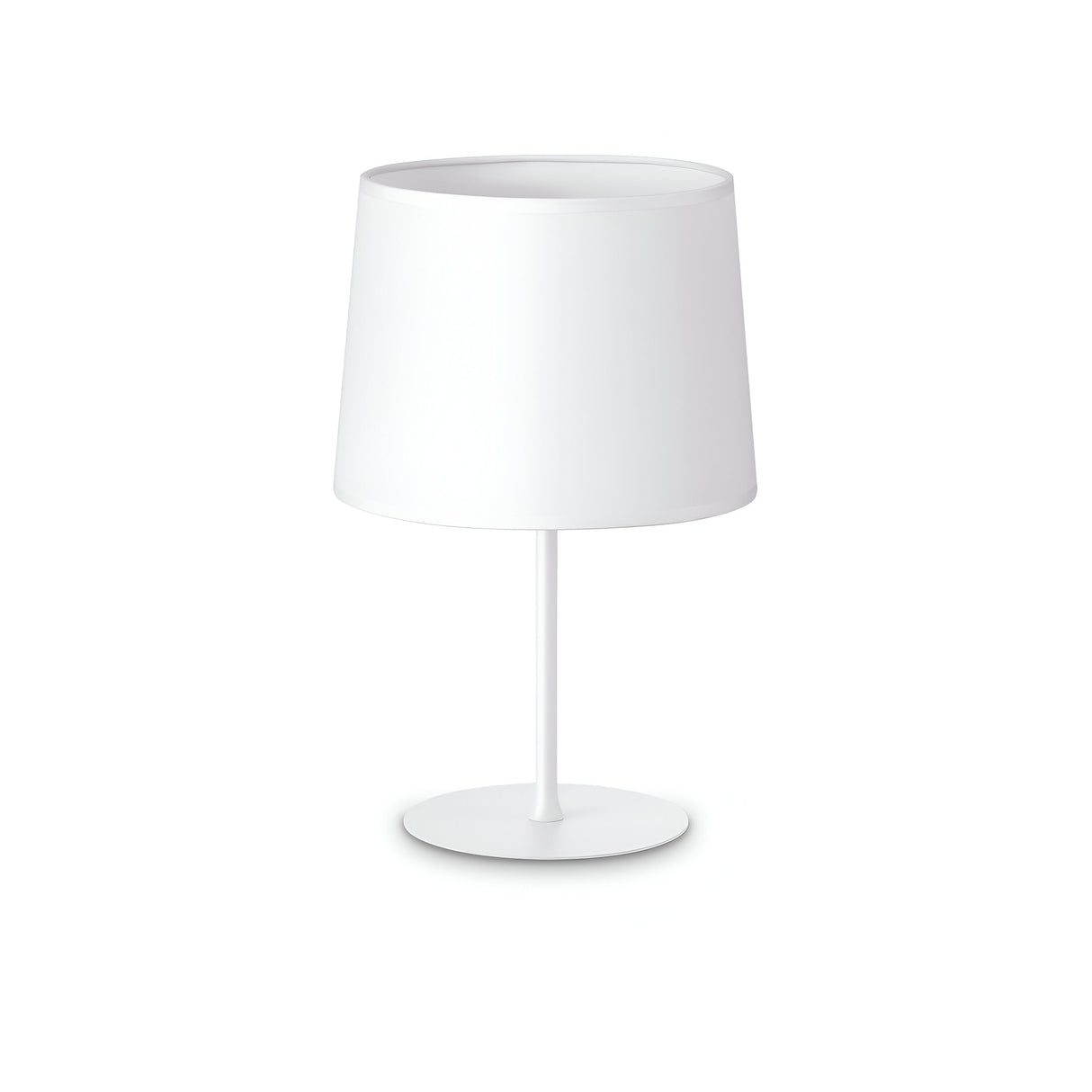 The Aethera Small Table Lamp - White features a minimalist silhouette with its cylindrical shade and slim base. This piece of modern elegance is ideal for contemporary decor, offering a sleek design that effortlessly enhances any space.