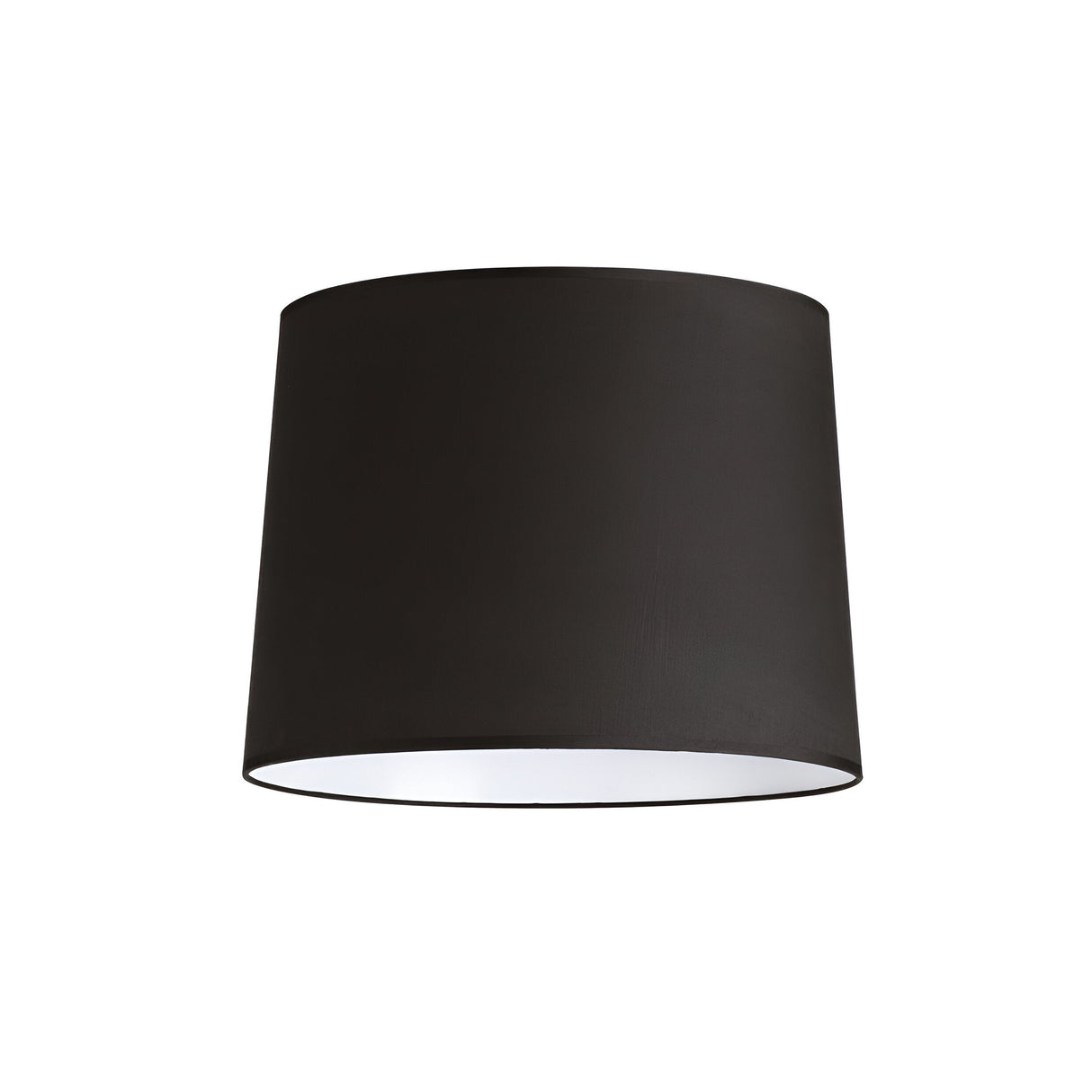 A black Aethera Cone Lampshade, 40cm, featuring a white interior and sleek finish, isolated on a white background.