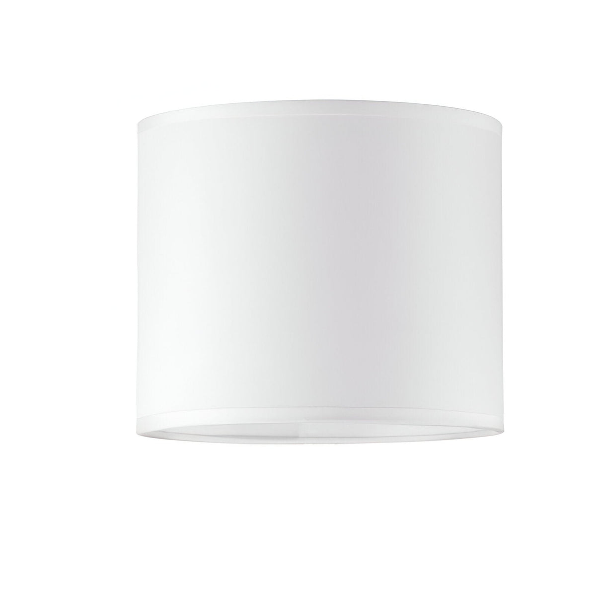 The Aethera Cylinder Lampshade - White, 16cm, crafted from elegant fabric, stands out against a pristine background. This modern lighting piece adds a touch of sophistication to any space with its sleek and timeless design.