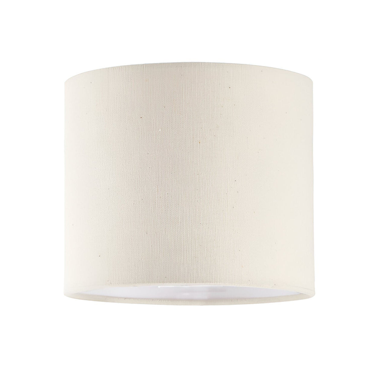 The Aethera Cylinder Lampshade in beige, measuring 16cm, offers a modern lighting solution with its textured fabric and simple, pattern-free design that perfectly complements any decor.