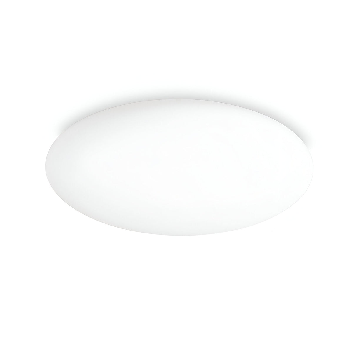 The Mirage Ceiling & Wall Light 17.5W 3000K - White, 58cm is elegantly mounted against a plain white background, showcasing its round and sleek design. This LED fixture features a smooth, dome-shaped appearance that emits a soft glow, perfectly capturing contemporary style with its energy-efficient lighting solution.