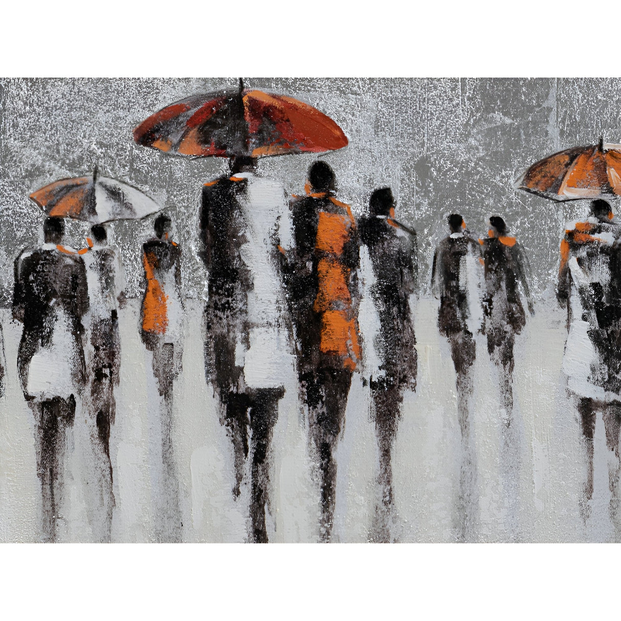 Llueve Rainwalk Silver Leaf Acrylic Painting - 70x140cm