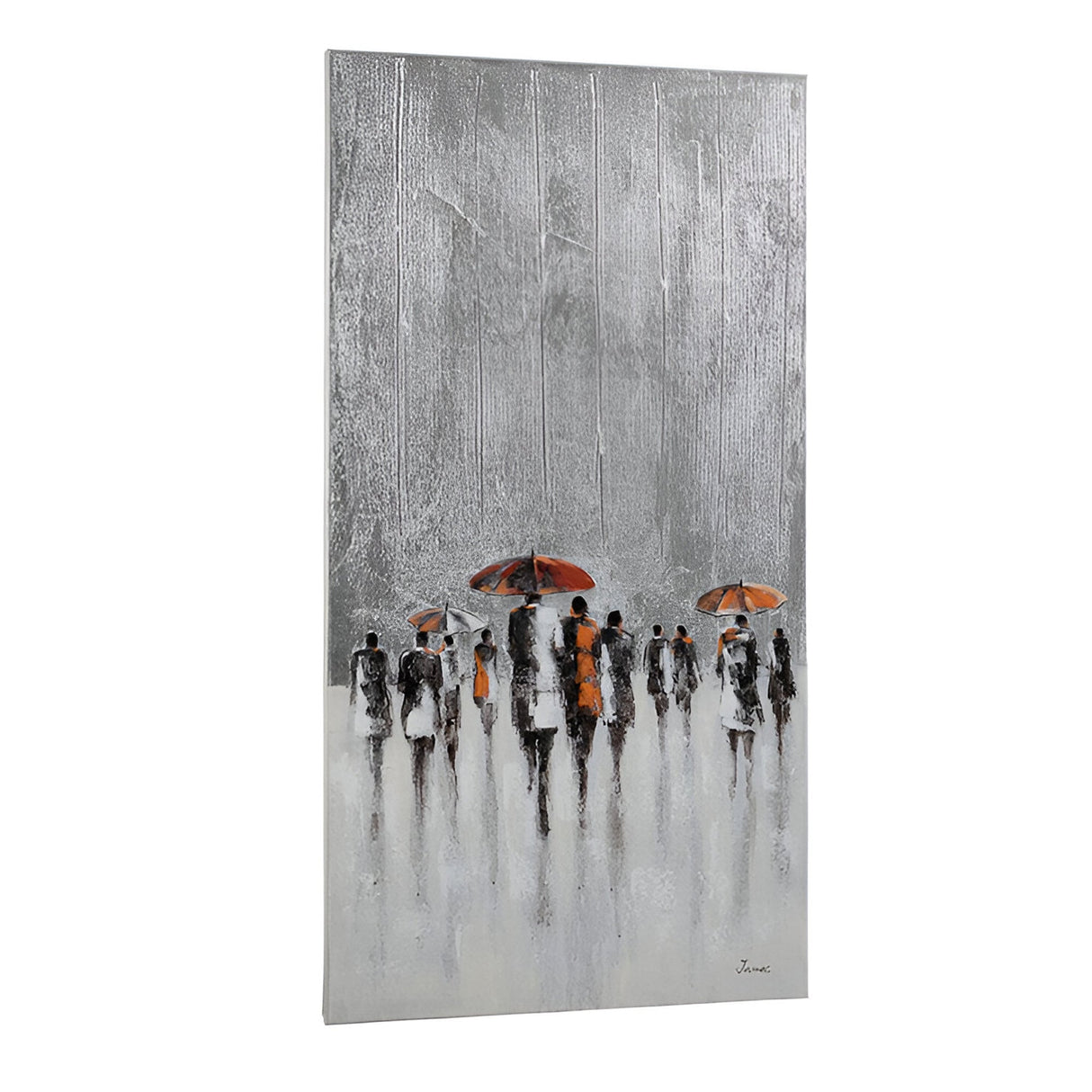 Llueve Rainwalk Silver Leaf Acrylic Painting - 70x140cm