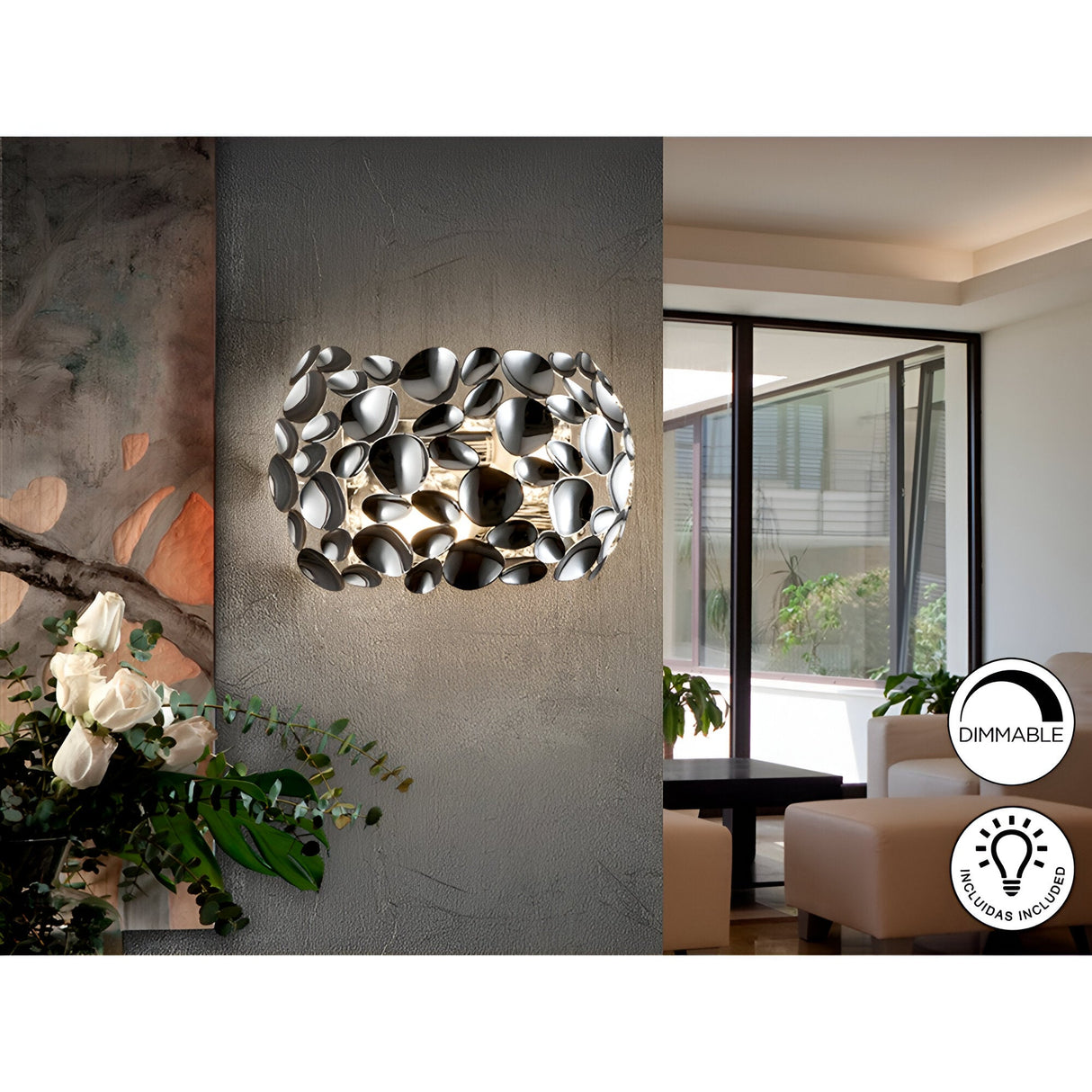 Narisa 2 Light Wall Light - Chrome