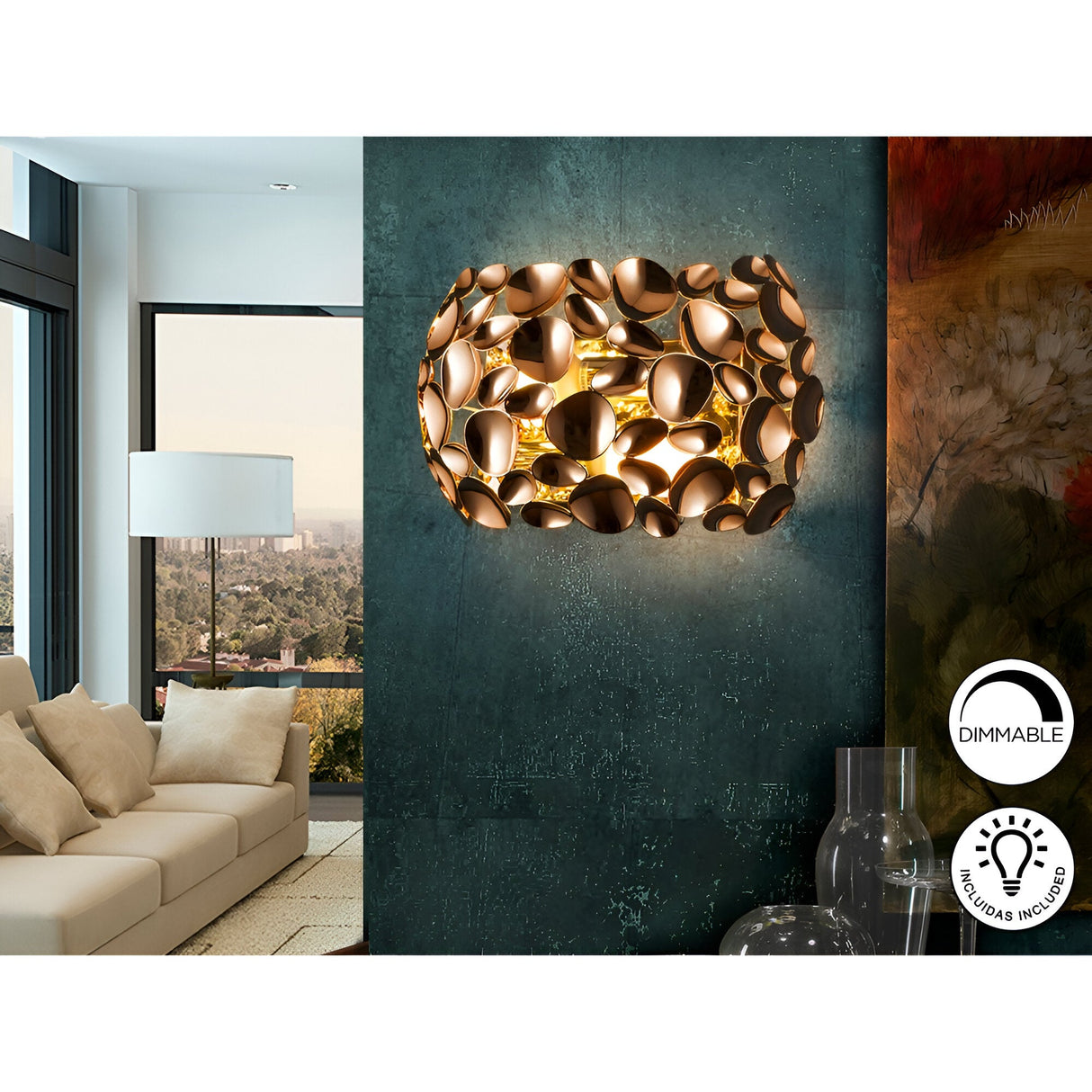 Narisa 2 Light Wall Light - Rose Gold