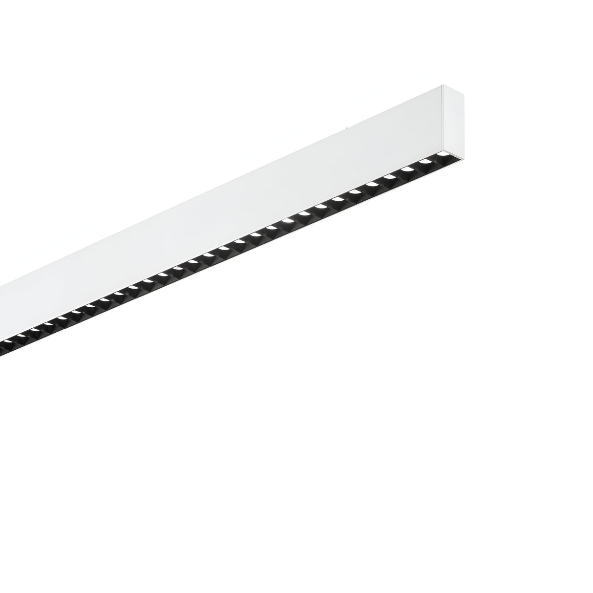 Introducing the Ignitia-1 LED Suspension Light 36W 4000K in white, a sleek ceiling fixture crafted from durable aluminium. It features a minimalist rectangular design with small, evenly spaced bulbs set in a linear arrangement. With its smooth, matte finish, this light offers an inviting 4000K glow.