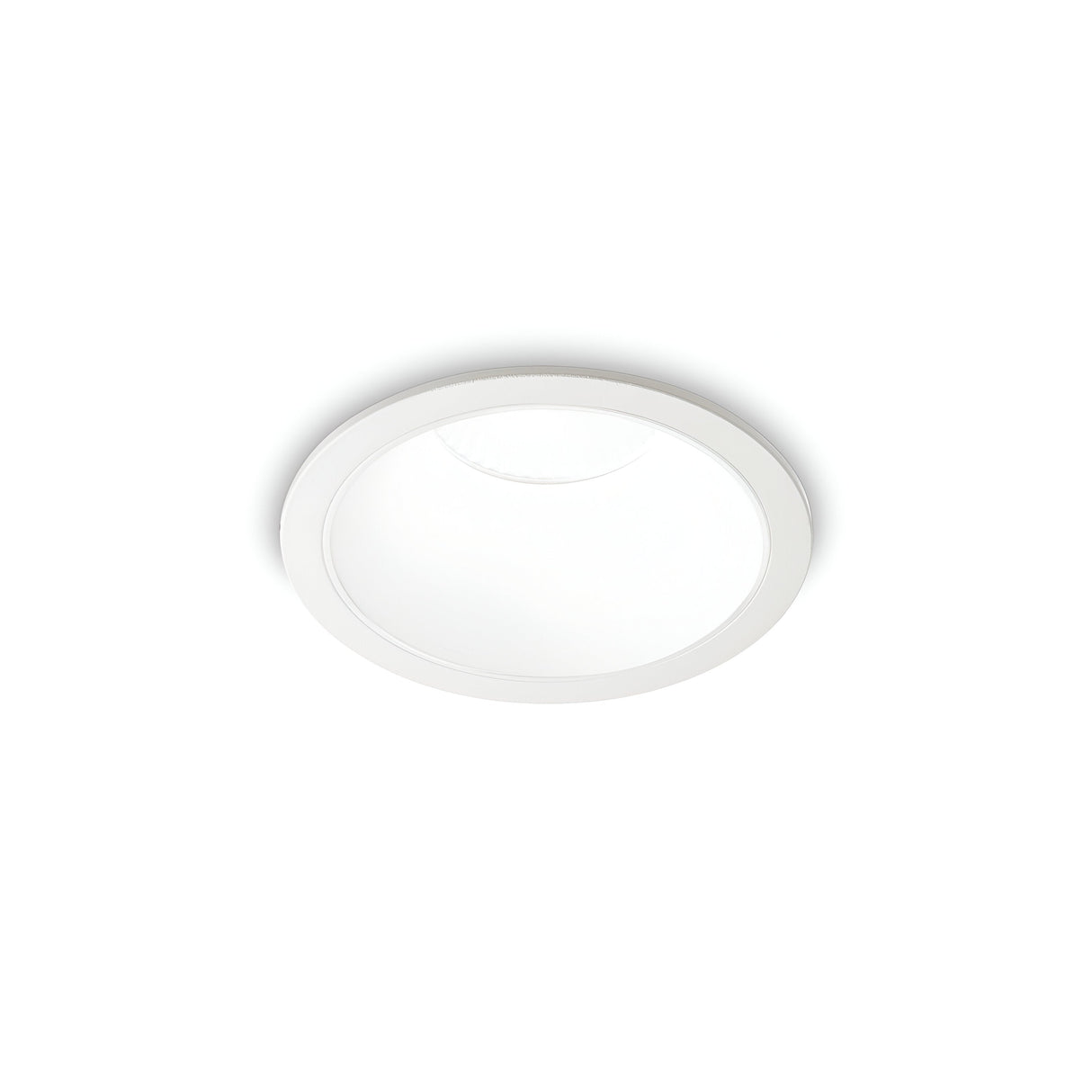 The Sally LED Round Recessed Trim Downlight - 11W, 4000K in White is designed to be energy-efficient and seamlessly integrates with its surroundings against a plain white backdrop.