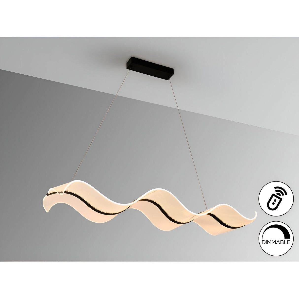 Olas CCT LED Linear Suspension Light - Black (With Remote Control)