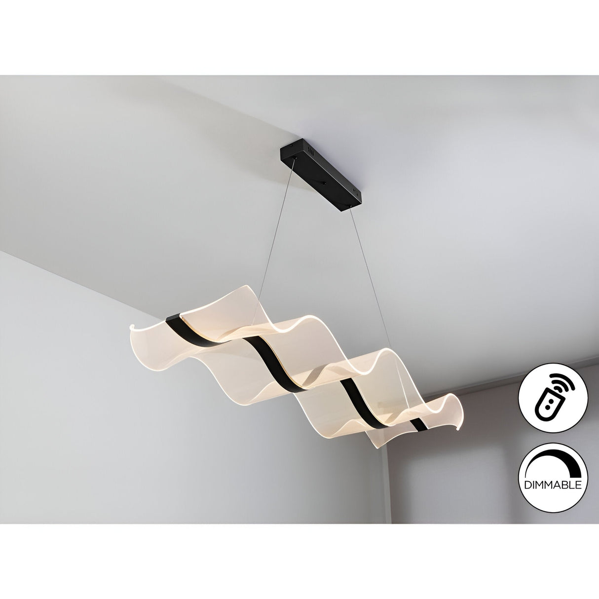 Olas CCT LED Linear Suspension Light - Black (With Remote Control)