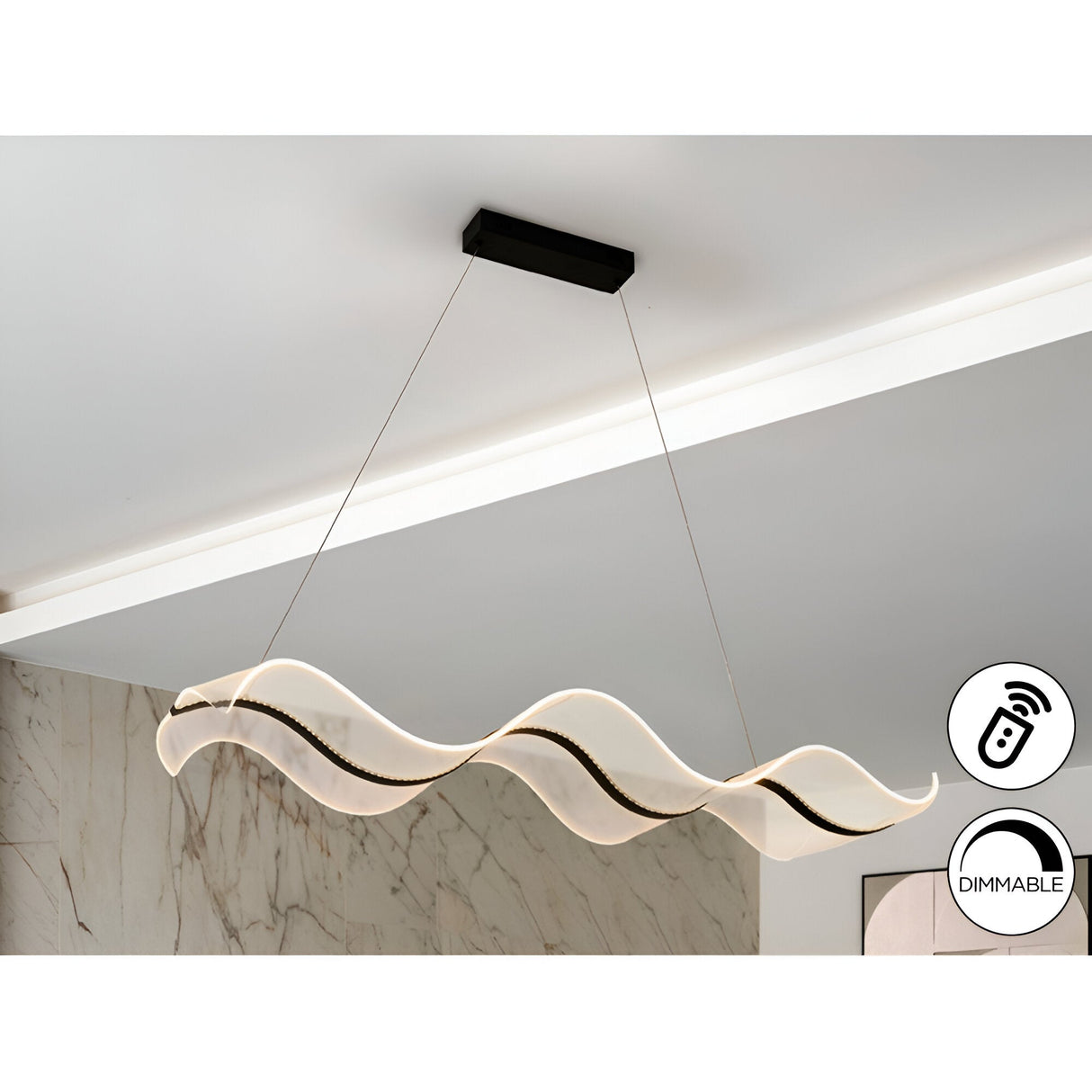 Olas CCT LED Linear Suspension Light - Black (With Remote Control)