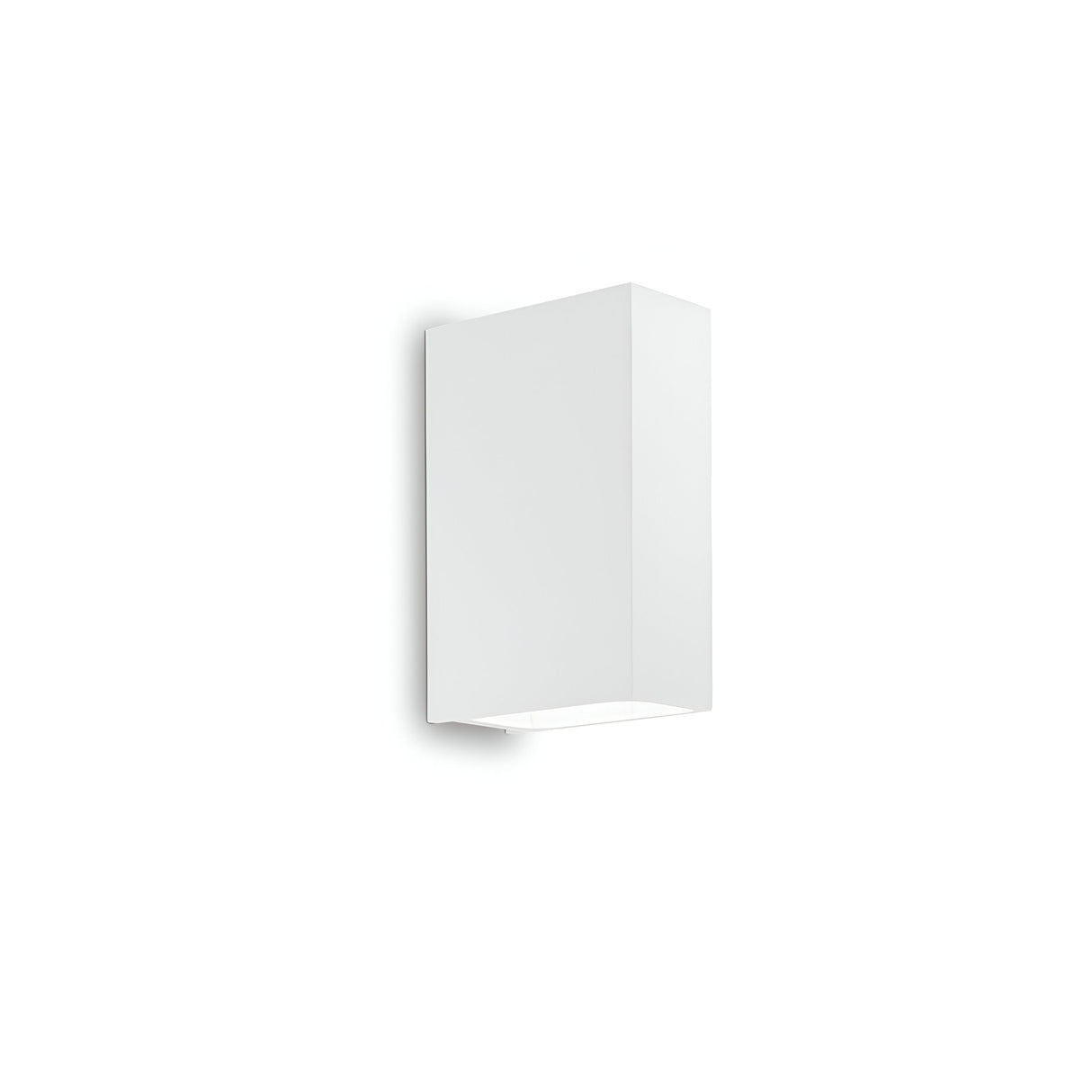 The Sparka-2 2 Light Outdoor Wall Light - White features a minimalist and sleek rectangular design with clean lines, making it ideal for outdoor use due to its IP44 rating. When mounted against a plain white background, it offers a modern and sophisticated look.