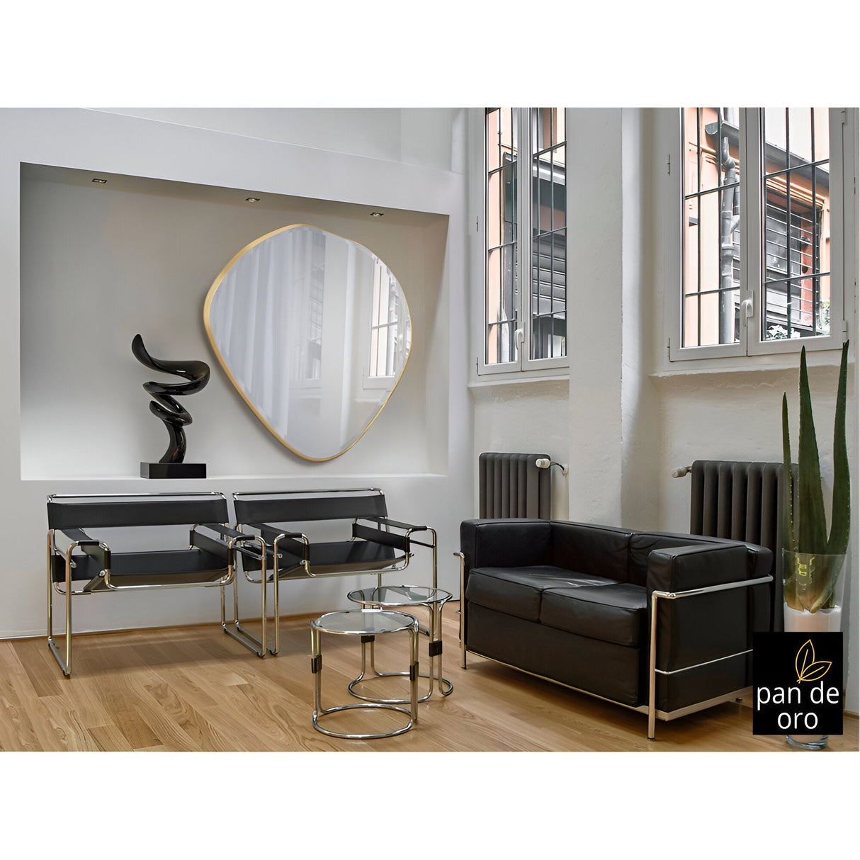 Mimo Asymmetrical Wall Mirror Gold – 114x110cm