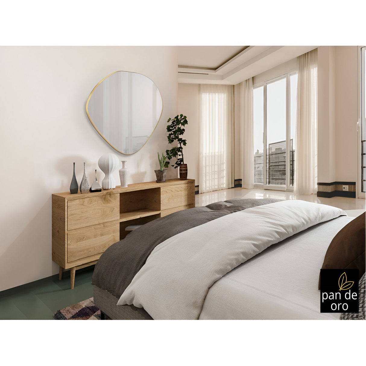 Mimo Asymmetrical Wall Mirror Gold – 82x80cm