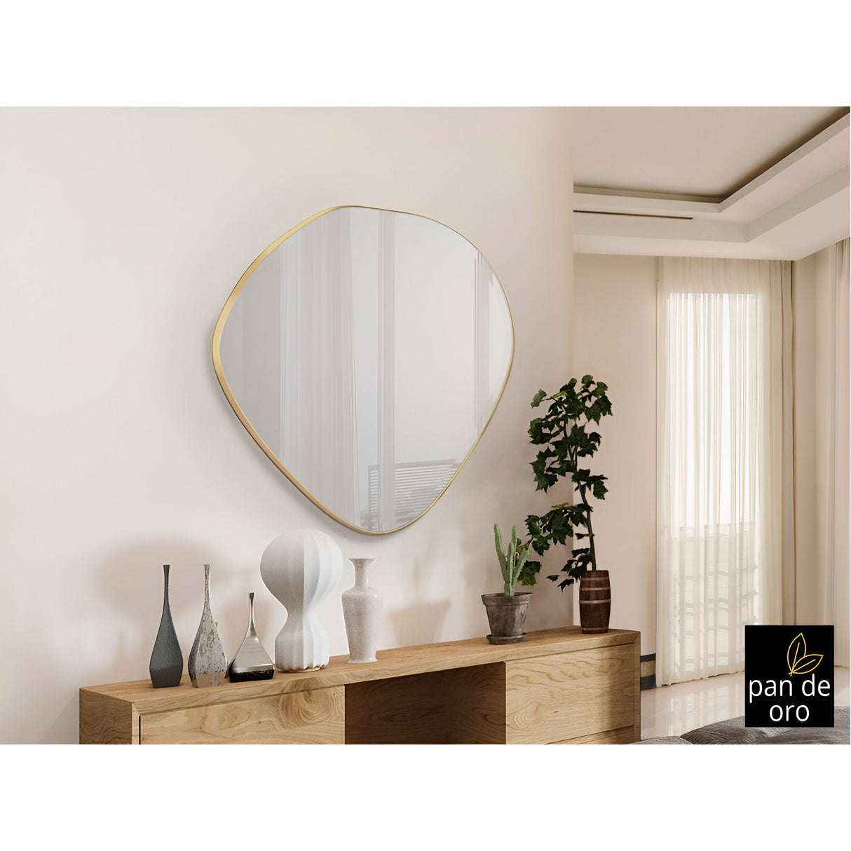 Mimo Asymmetrical Wall Mirror Gold – 82x80cm