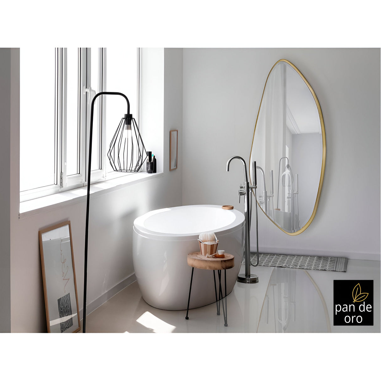 Mimo Asymmetrical Wall Mirror Gold – 170x80cm