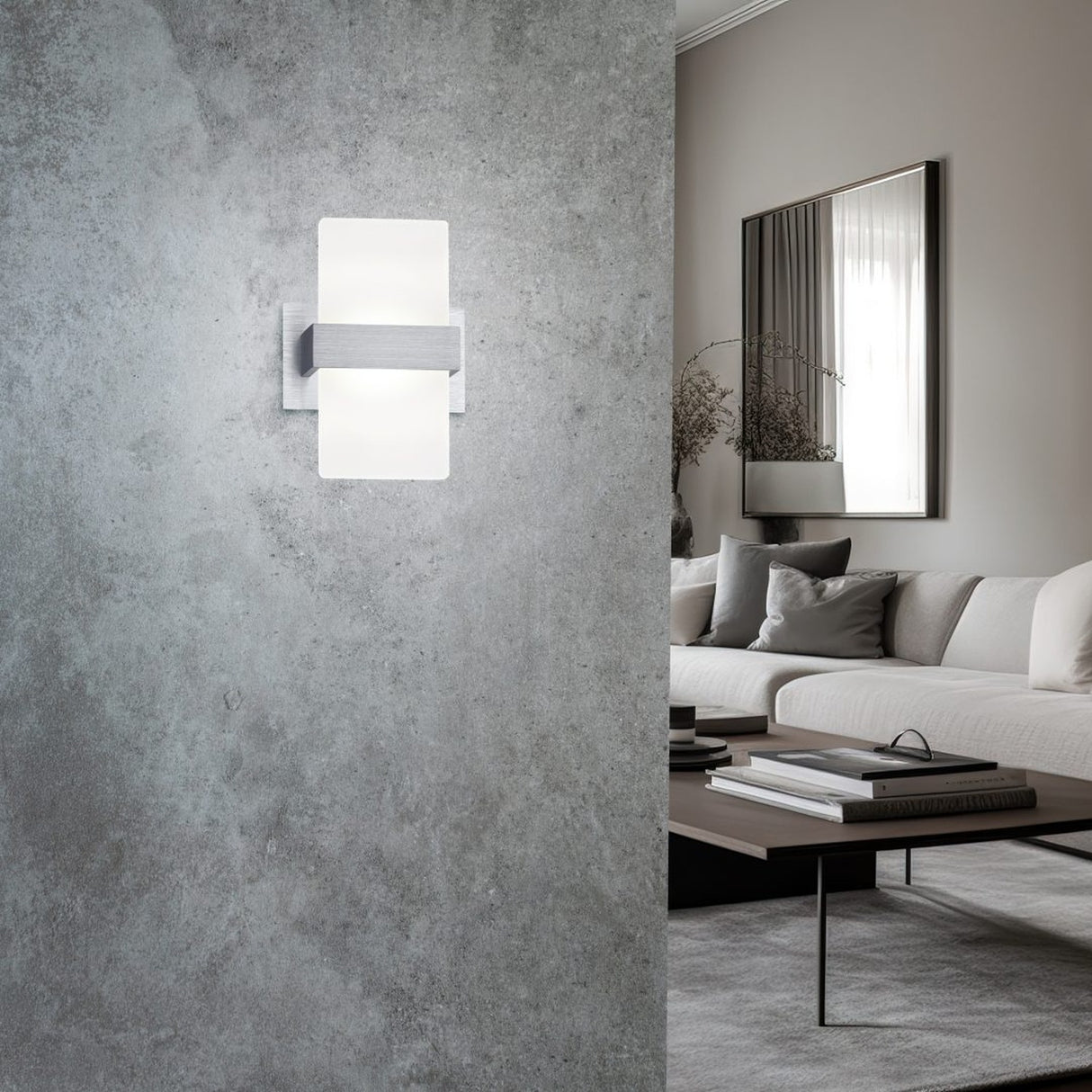 Platon LED Glass Wall Light – Brushed Aluminium