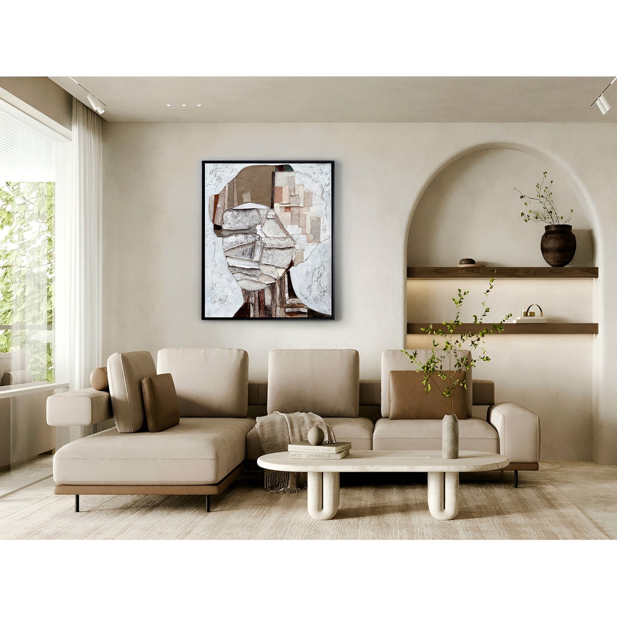 Mistery Abstract Portrait Bas-Relief Oil Painting - 94x124cm