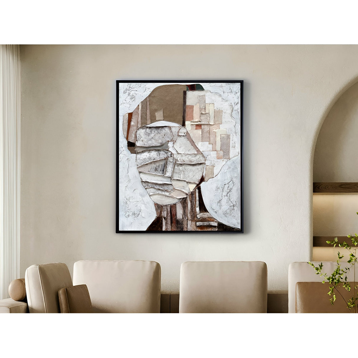 Mistery Abstract Portrait Bas-Relief Oil Painting - 94x124cm