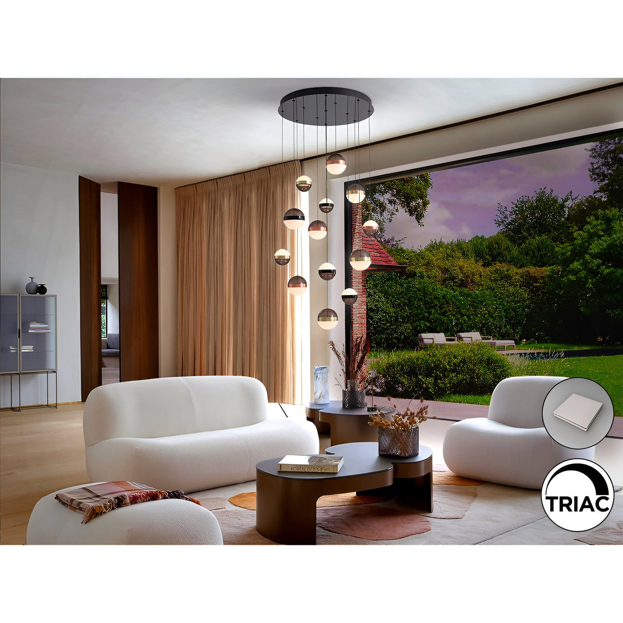 Orbes 13 Light Dimmable LED Cluster Pendant Light - Multicoloured (With Remote Control)