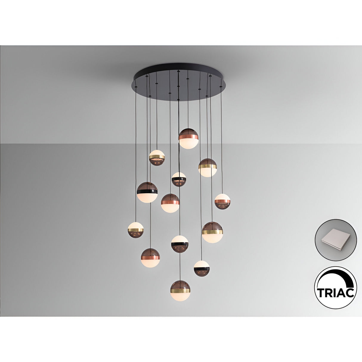 Orbes 13 Light Dimmable LED Cluster Pendant Light - Multicoloured (With Remote Control)