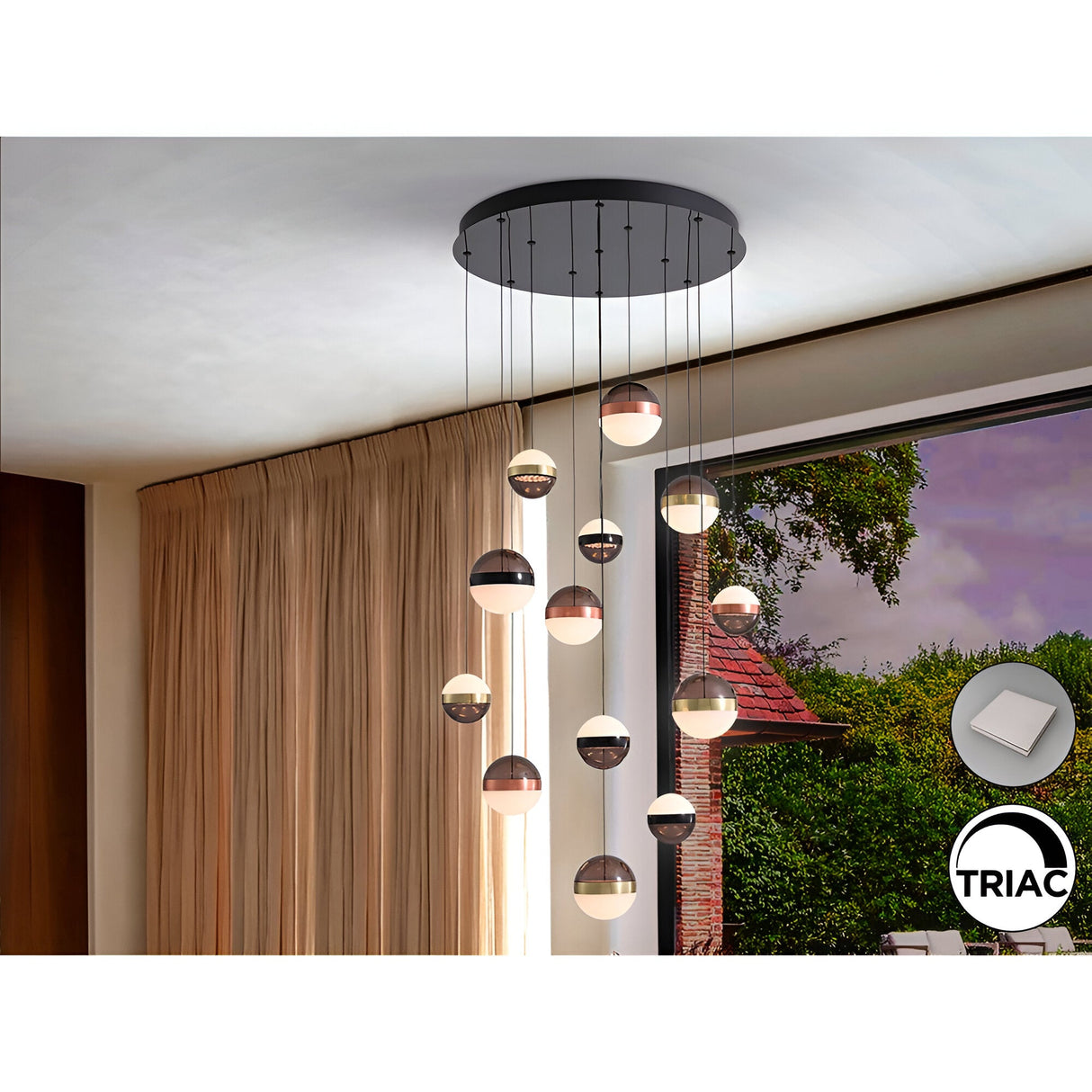 Orbes 13 Light Dimmable LED Cluster Pendant Light - Multicoloured (With Remote Control)