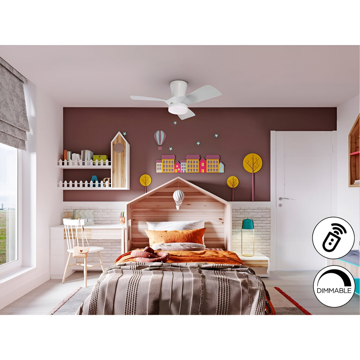 Polaris CCT Dimmable LED Ceiling Fan Light - White