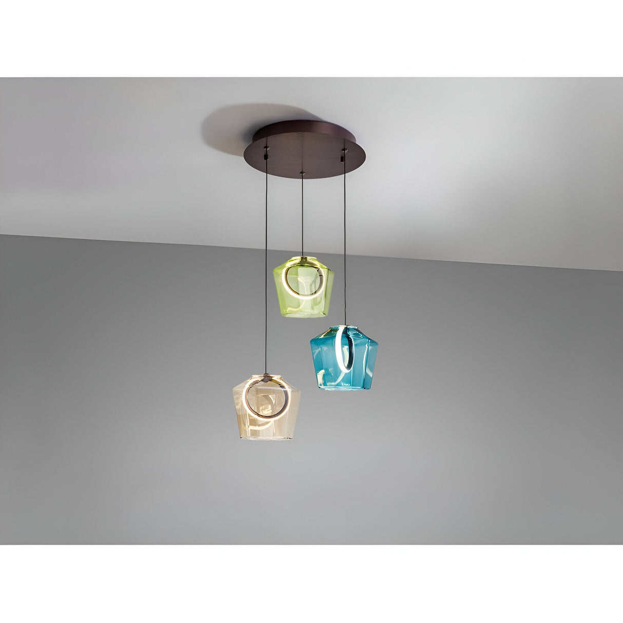Ingrid 3 Light LED Cluster Pendant Light 18W 3000K - Multicoloured