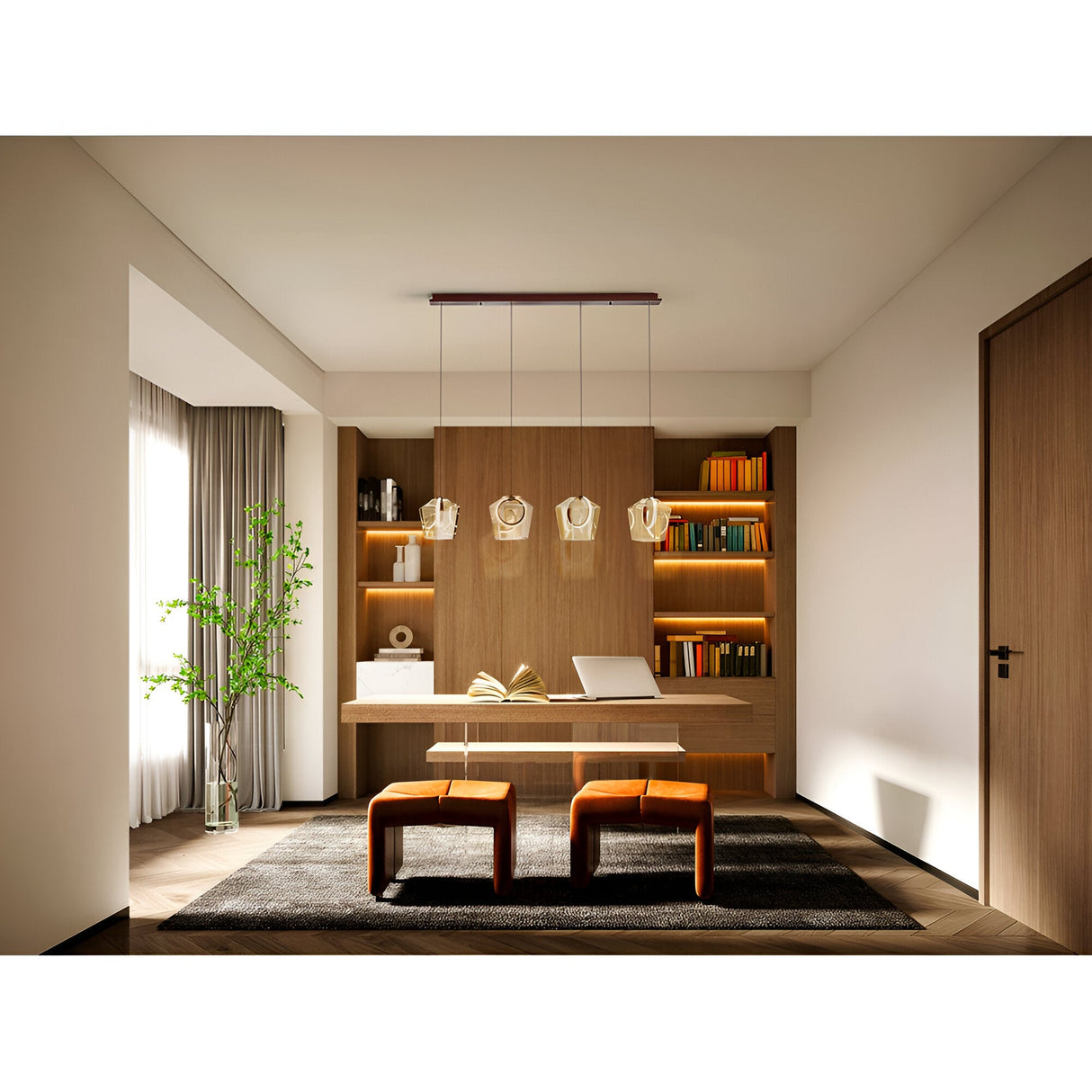 Ingrid 4 Light Dimmable LED Glass Bar Pendant 24W 3000K - Champagne