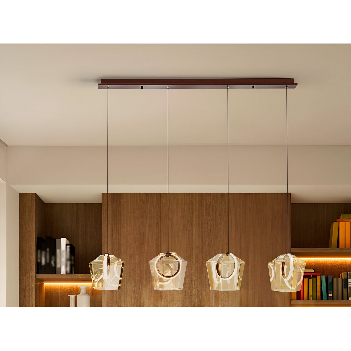 Ingrid 4 Light Dimmable LED Glass Bar Pendant 24W 3000K - Champagne