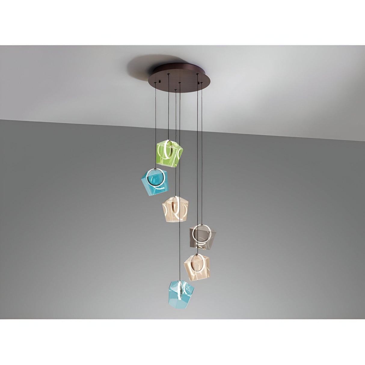 Ingrid 6 Light LED Cluster Pendant Light 36W 3000K - Multicoloured