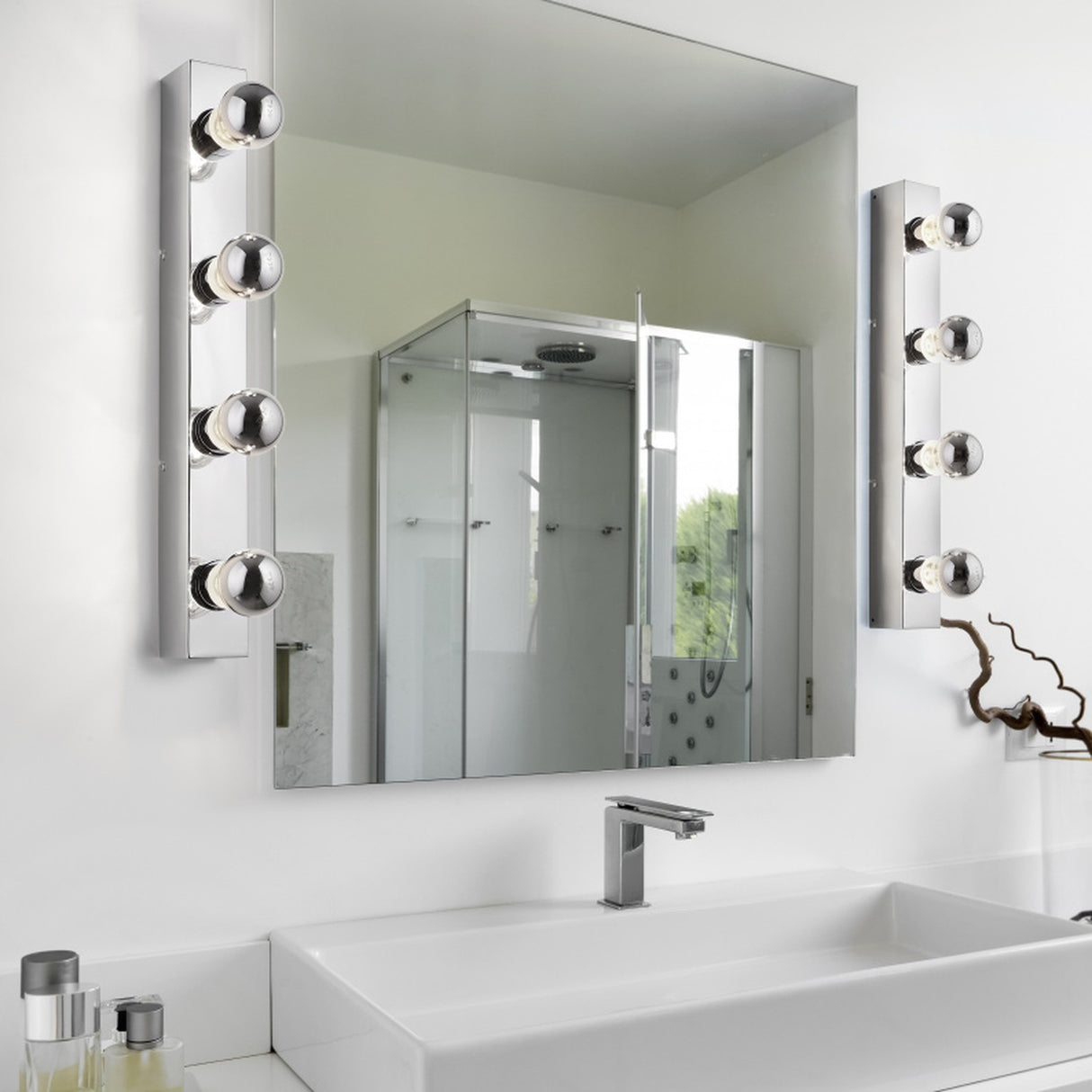 Theatro 4 Light Glass Outdoor Wall Light – Chrome