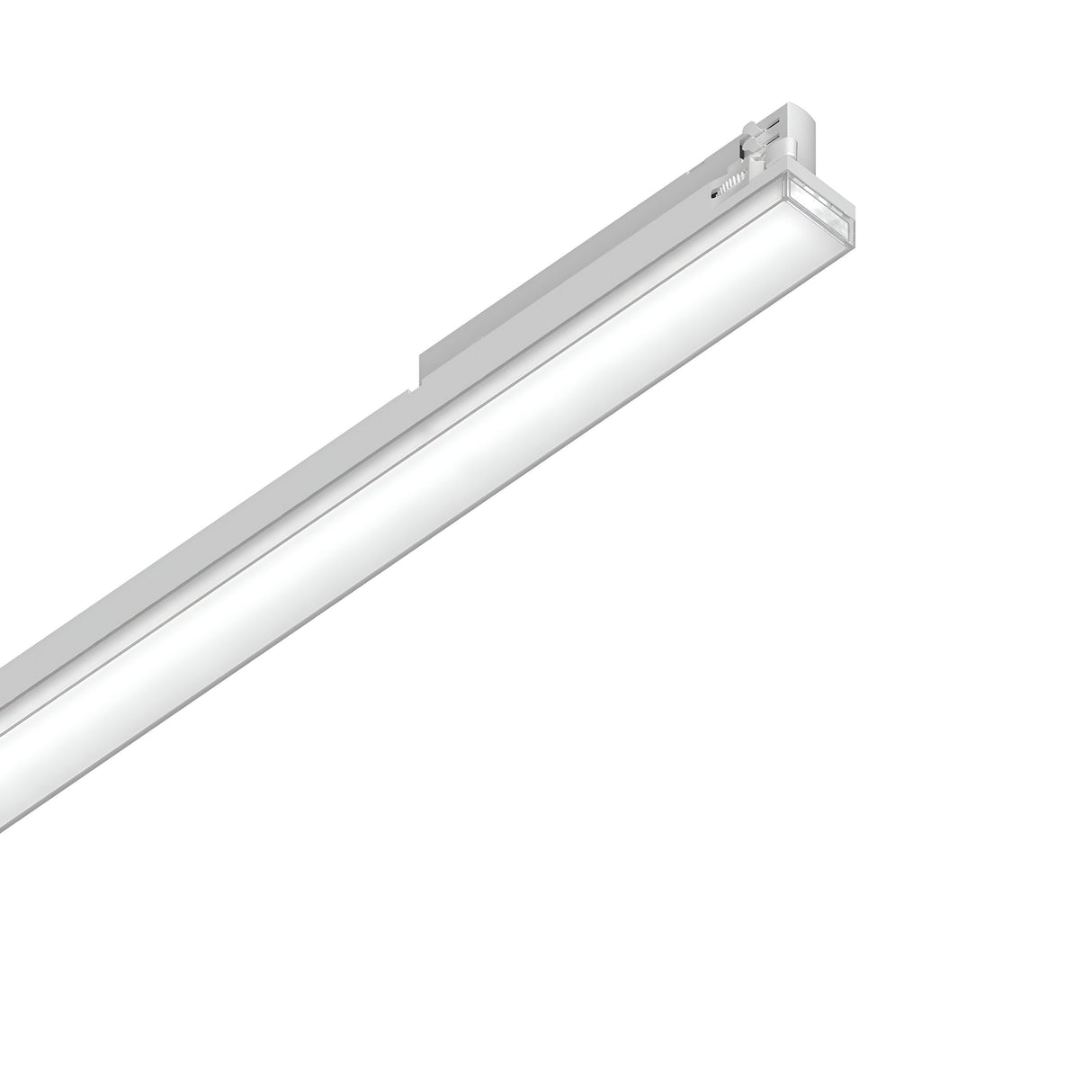 The Dune Wide 3-Phase LED Linear Track Light 40W 3000K - White, measuring 1125cm, boasts a sleek, minimalist design that provides energy-efficient lighting, making it perfect for any contemporary setting.