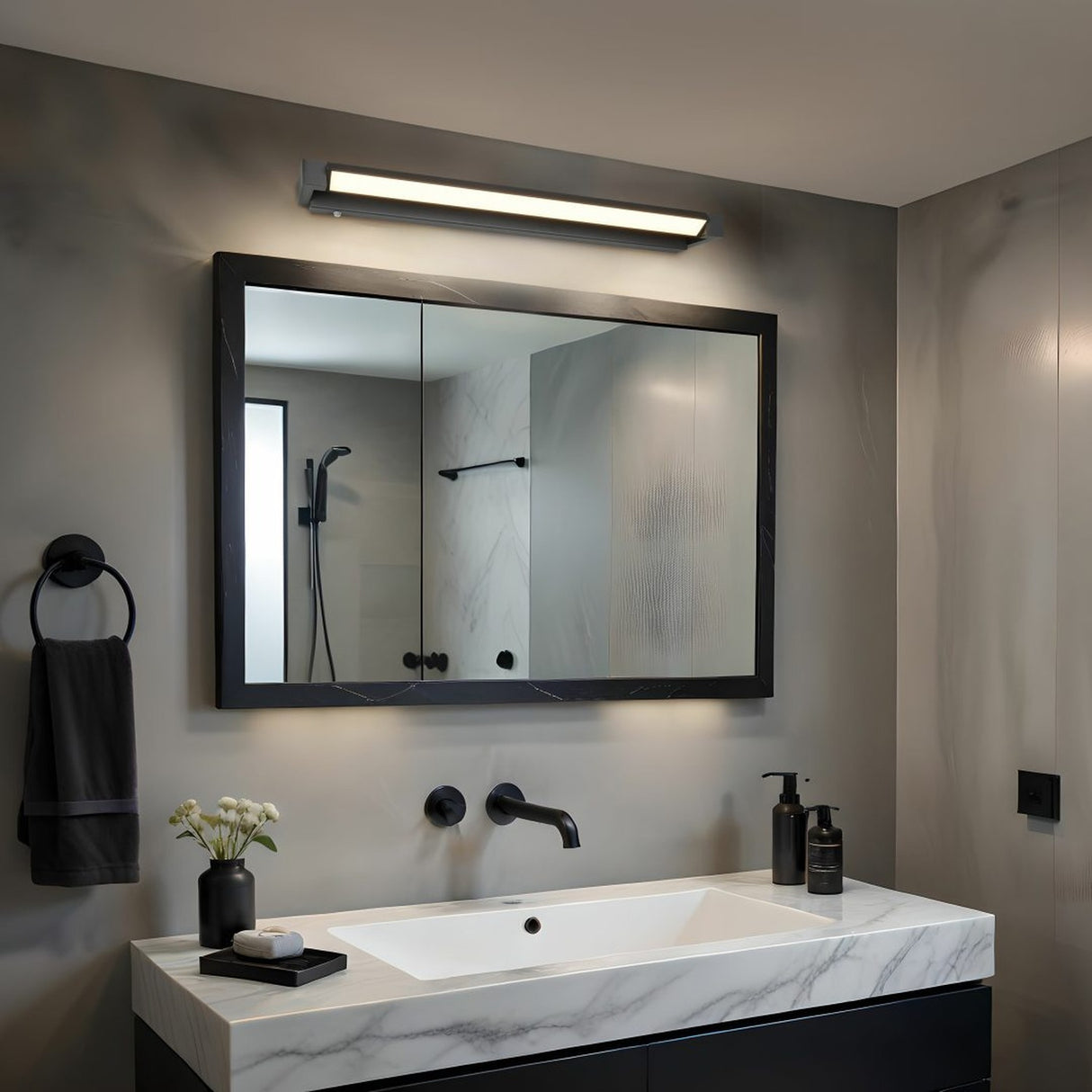 Fabrizio LED Linear 80cm Outdoor Wall Light – Matt Black