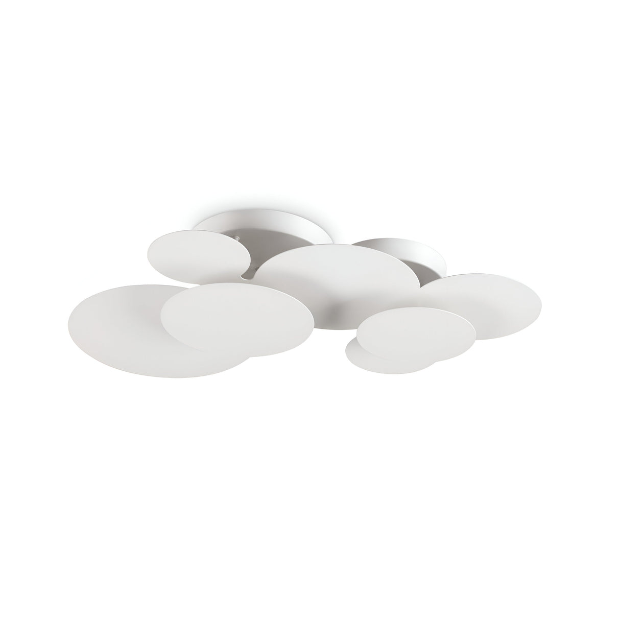 The Lume LED Semi Flush Light boasts a contemporary design with overlapping circular white panels, offering energy-efficient illumination at 3000K. Its modern and minimalist aesthetic creates a layered, abstract appearance perfect for contemporary interiors.