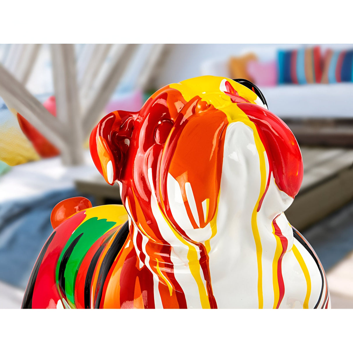 Otto Multicolour Stream Bulldog Outdoor Figurine - 41cm