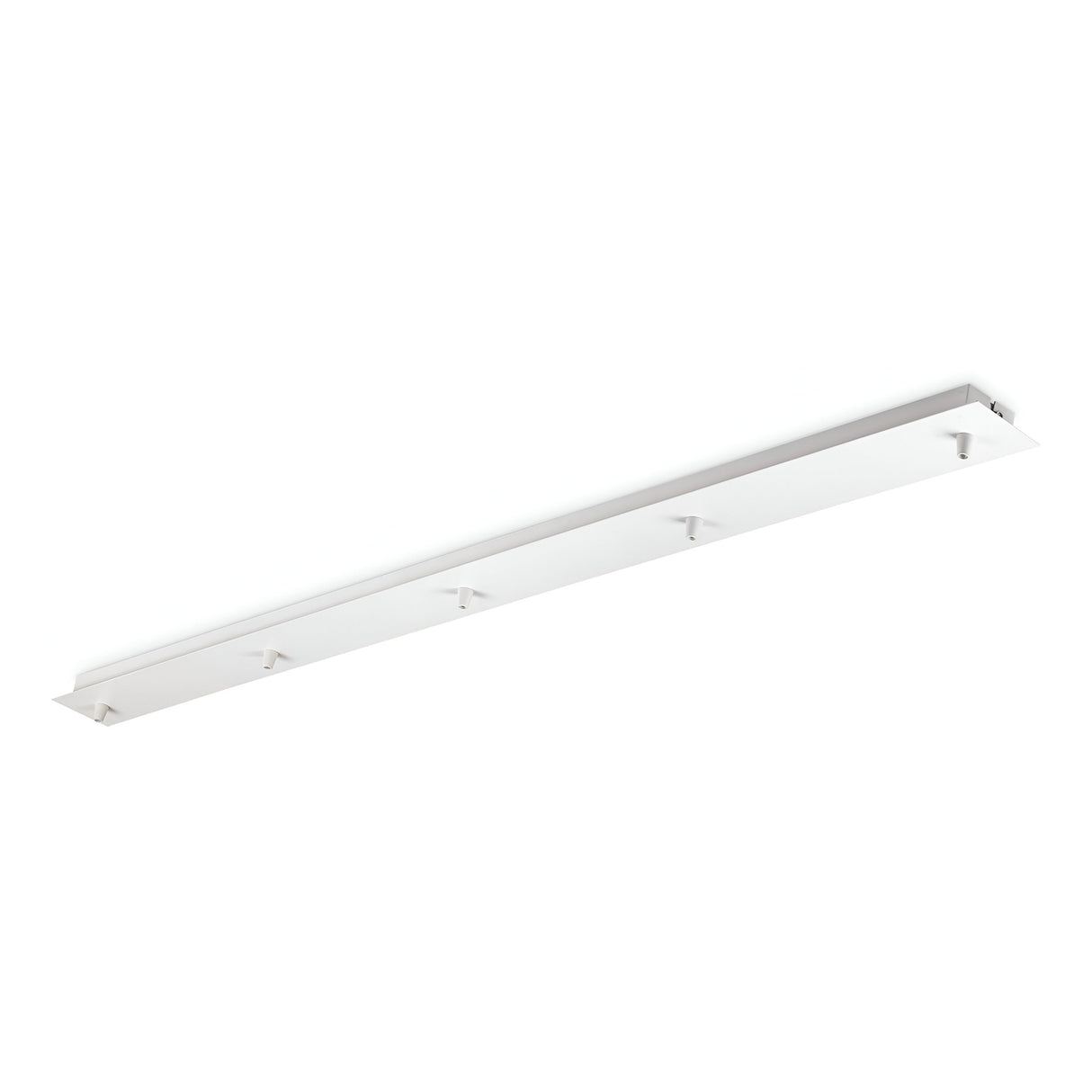Introducing the Glacia Base Canopy 5 Light Rectangle in White—a minimalist LED ceiling light fixture with five evenly spaced lamp holders, designed to fit flush against your ceiling for a sleek and modern look. Ideal for multi-light setups, it enhances any interior space with its contemporary aesthetic.