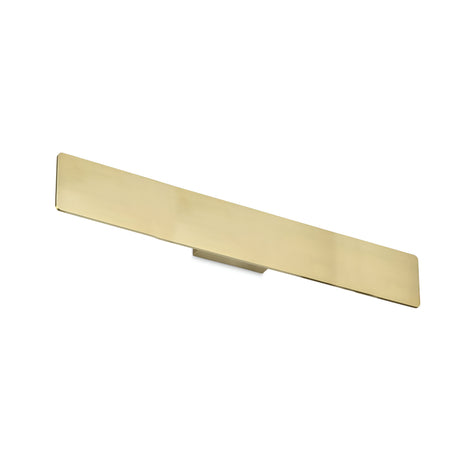 The Flara LED Wall Light 30W 3000K - Brass, measuring 75cm, is a stylish rectangular fixture with a contemporary design and broad, flat surface. Set against a white background, this energy-efficient light enhances any space with its elegant touch.