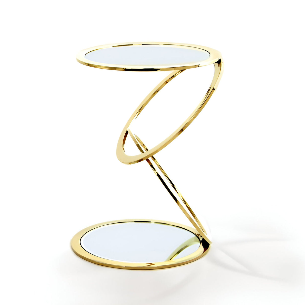 Aros Round Stainless Steel & Mirror Side Table - Gold