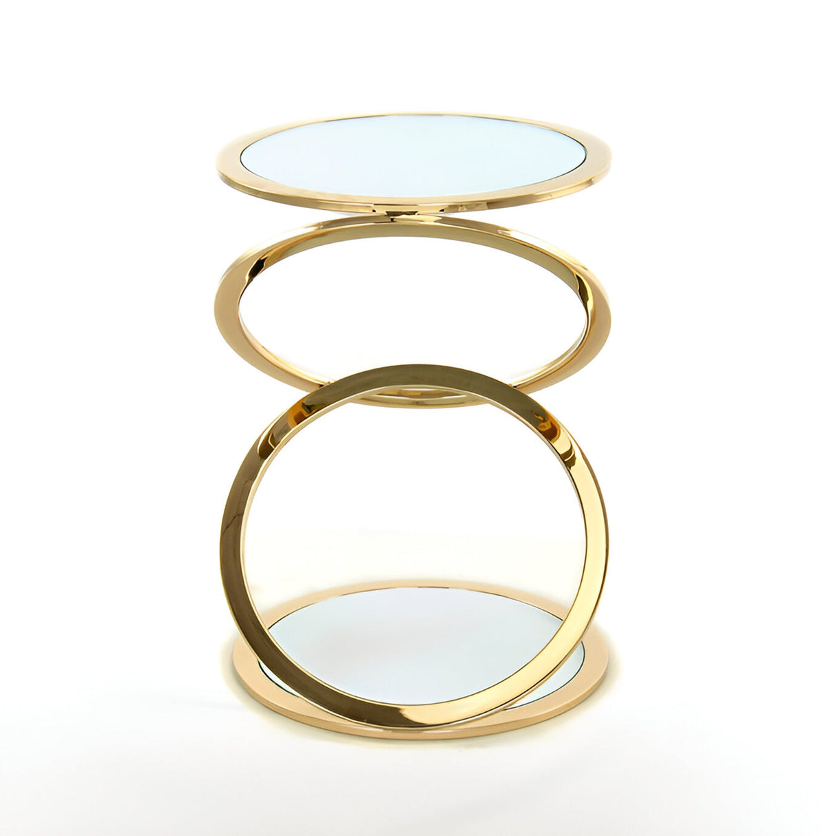 Aros Round Stainless Steel & Mirror Side Table - Gold