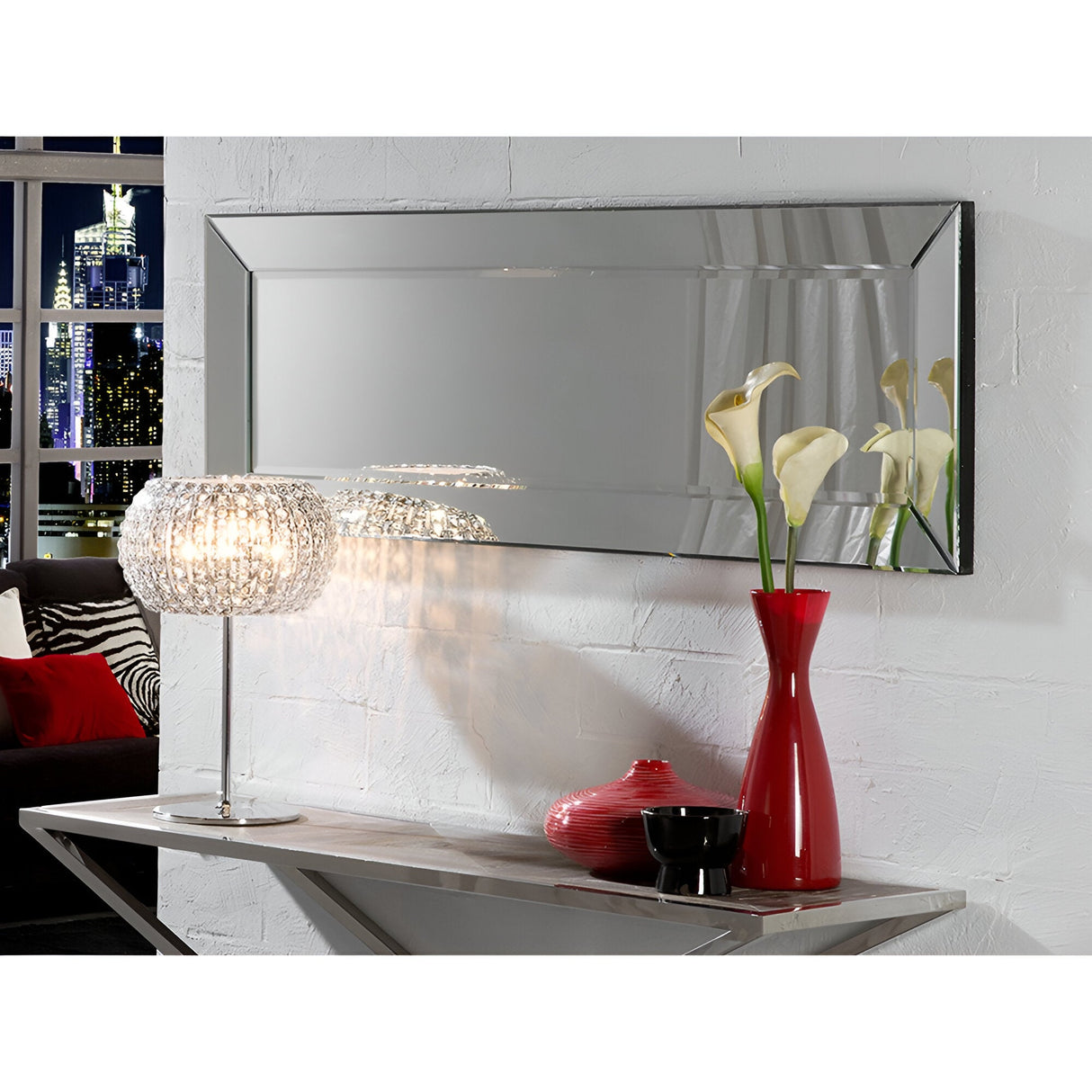 Roma Rectangle Wall Mirror Silver – 150x50cm