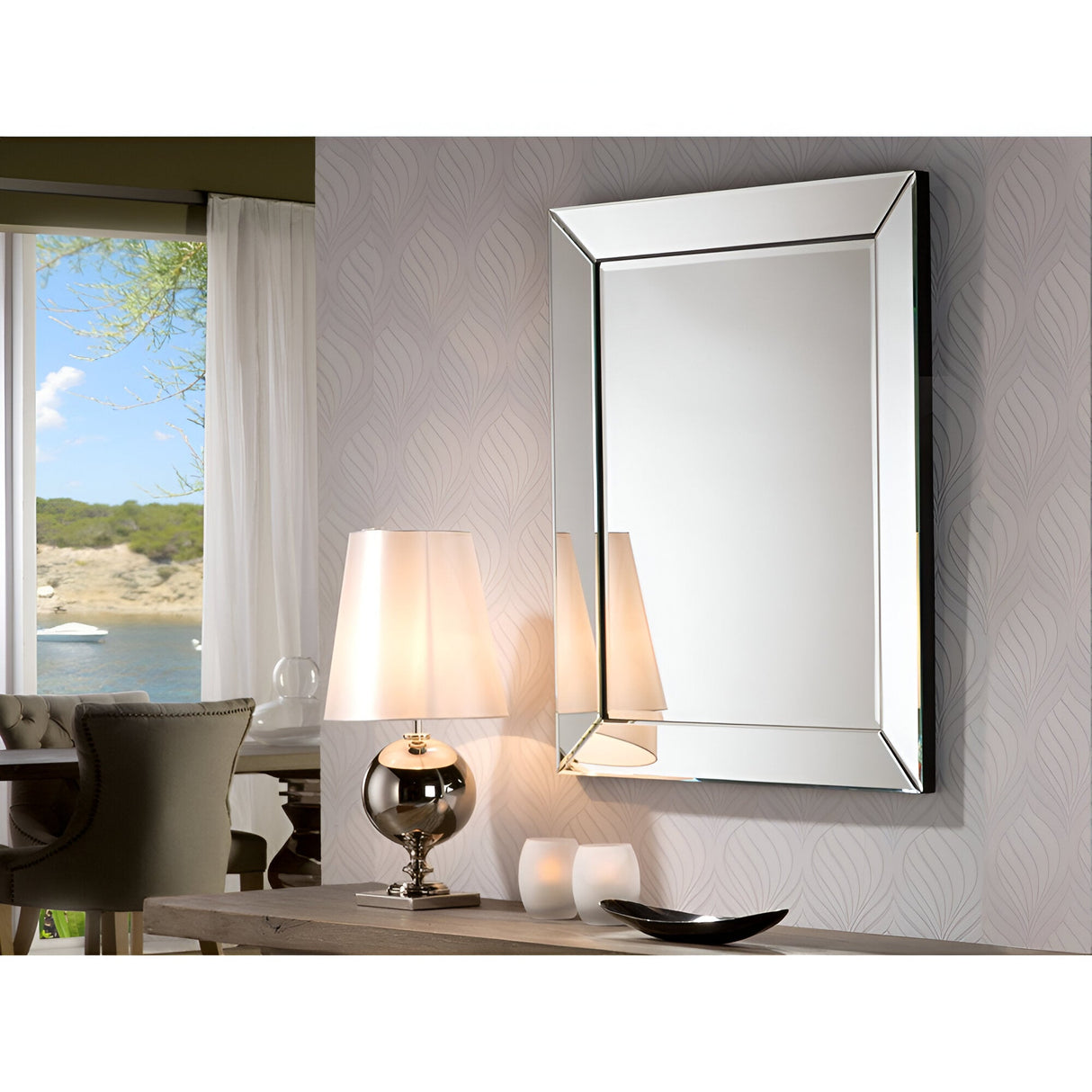 Roma Rectangle Wall Mirror Silver – 95x75cm