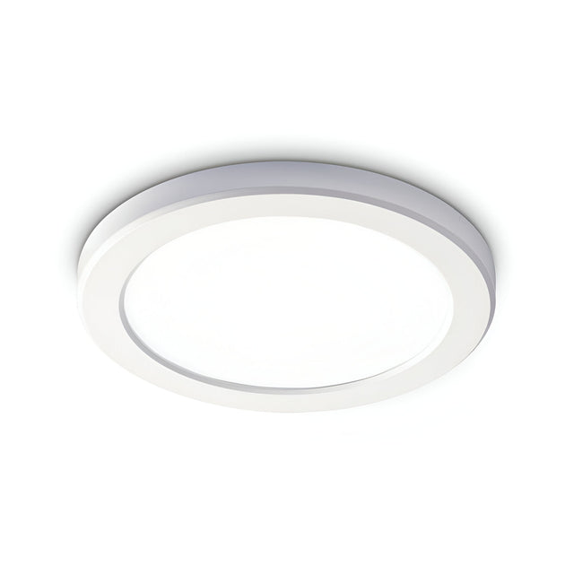 A round, white LED ceiling light fixture with a minimalist design, the Lucella Recessed Round LED Downlight impresses with its energy-efficient 20W model featuring a smooth, flat surface and clean edges, making it perfect for modern decor. At 3000K, it provides warm illumination ideal for any space even when seemingly turned off.