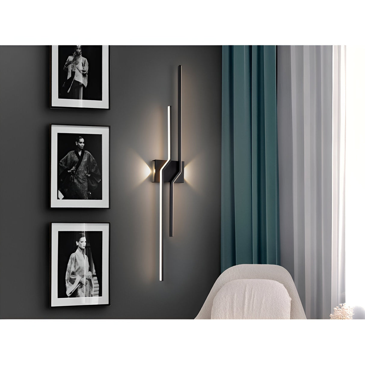 Zigzag Two Arm LED Wall Light 26W 3000K - Black